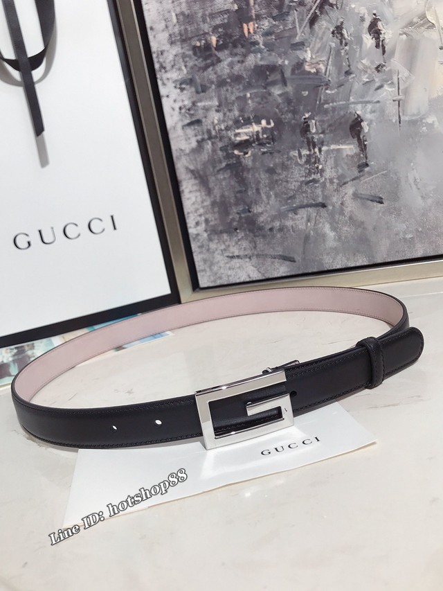 Gucci經典女士皮帶 370717 古奇方扣牛皮腰帶  jjp2043